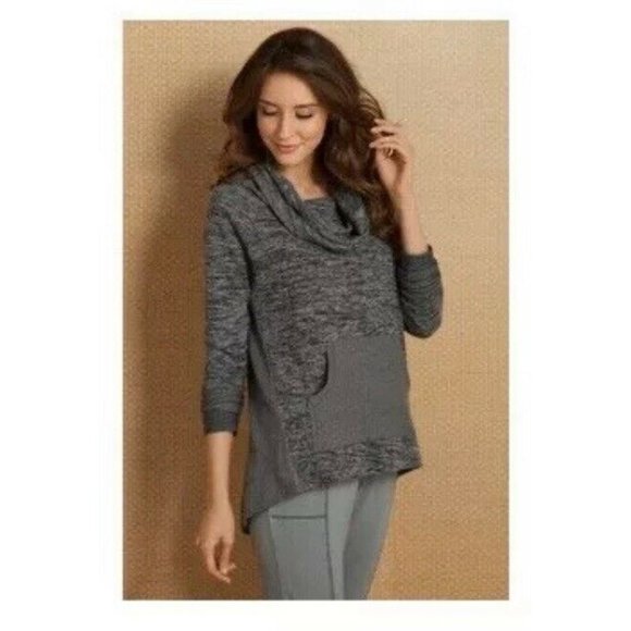 Soft Surroundings Tops - Soft Surroundings 2AW98 Cozy Lounge Space Dye Gray Cowl Neck Tunic Sz Medium
